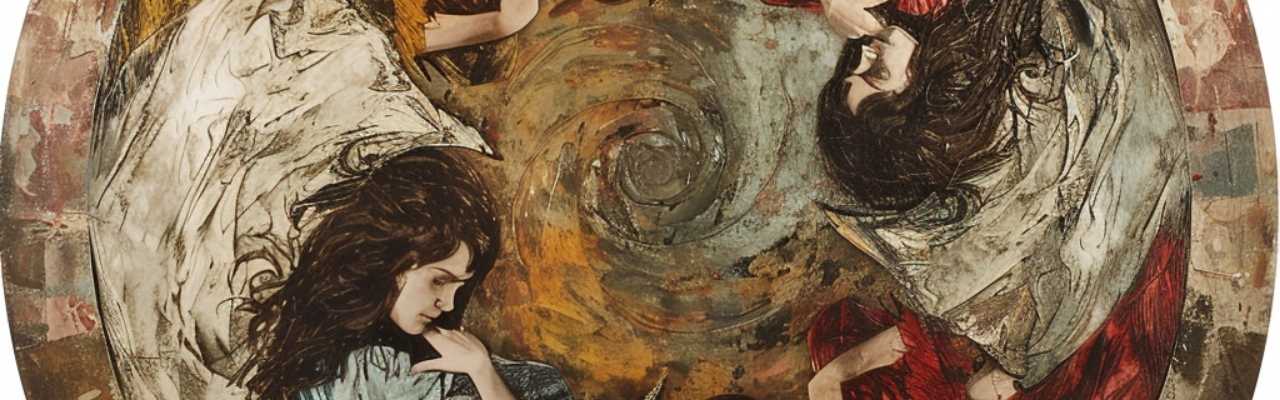 Textured circular composition highlighting emotional complexity involved in understanding women