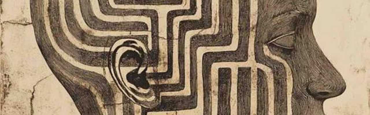 Intricate maze pattern forming a woman’s profile, symbolizing the journey and complexity of becoming an empowered woman.