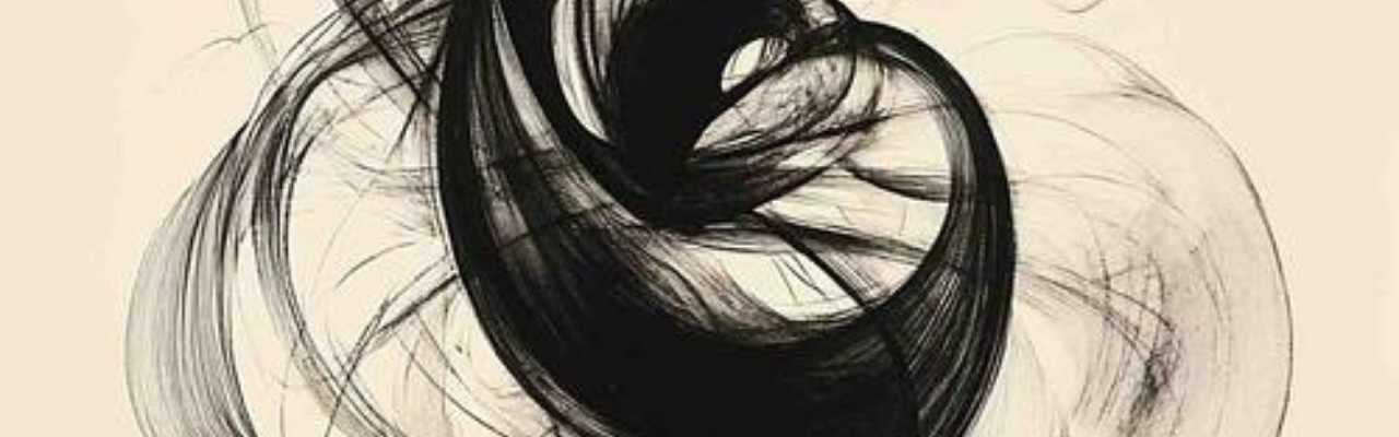 Abstract black ink swirl on beige background, symbolizing the depth, power, and complexity of what it means to be a woman.