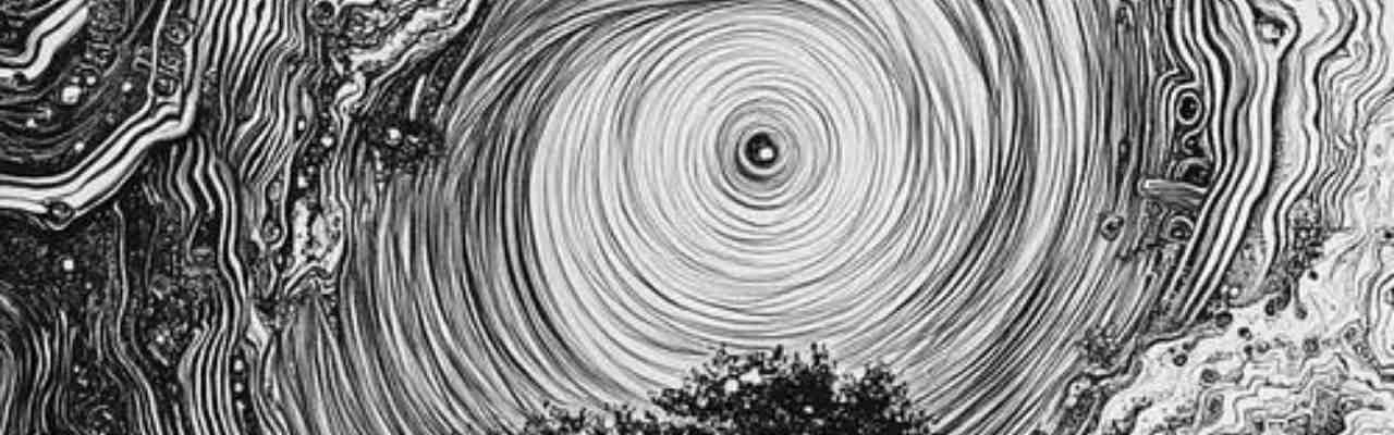 Abstract vortex with intricate textures, embodying the fluid balance of Control Vs. Command in an artistic form.