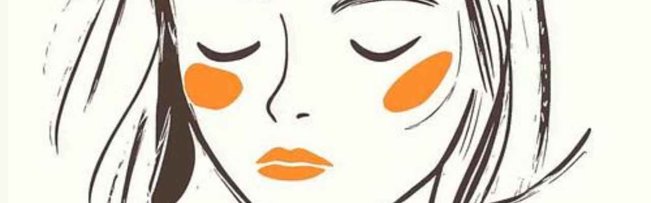 Minimalist portrait of a serene woman with orange accents, symbolizing tranquility and activating tumescence through artistic strokes.