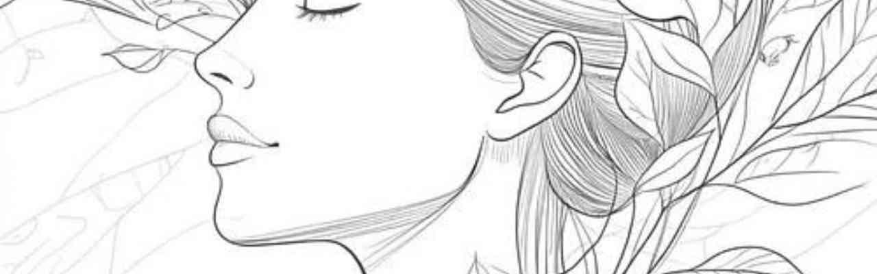 Delicate black and white illustration of a woman in harmony with nature, expressing Feminine Power In A Relationship.