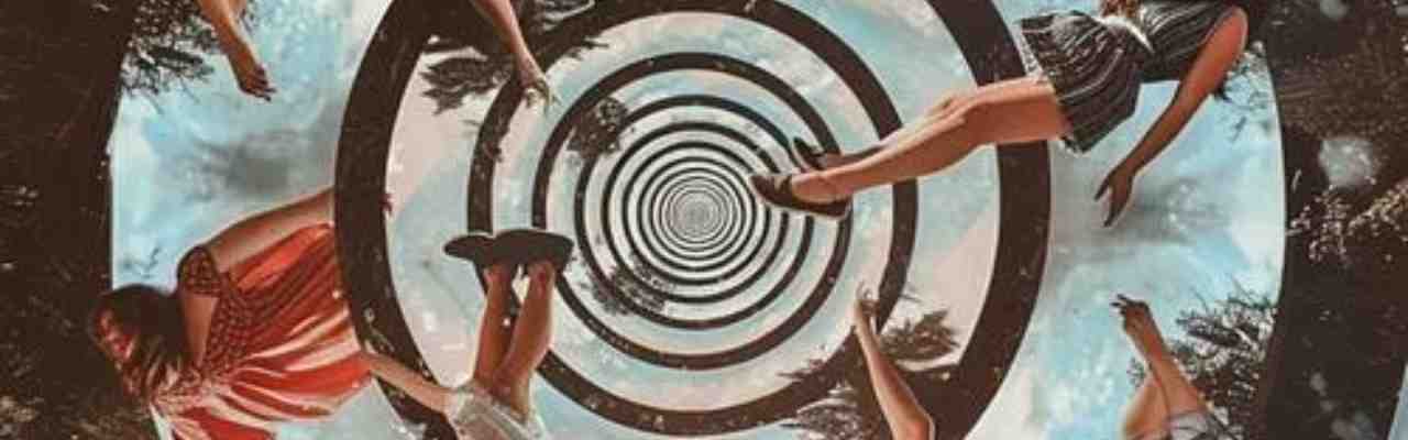Abstract image of rotating figures representing Unconditional Relationships through a hypnotic visual journey.