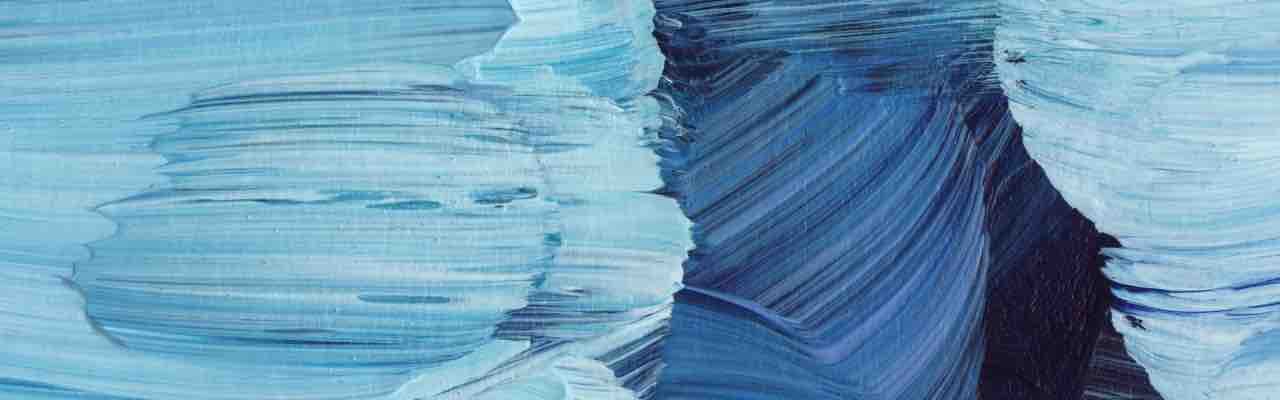 Abstract blue brush strokes symbolizing calm and introspection in listening meditation practice