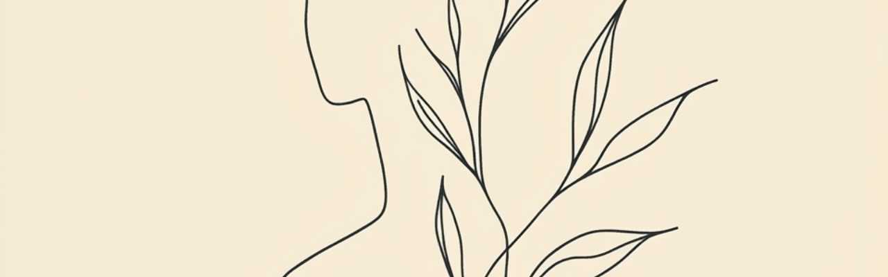 Abstract profile with plant elements reflecting personal growth and emotional healing in marriage