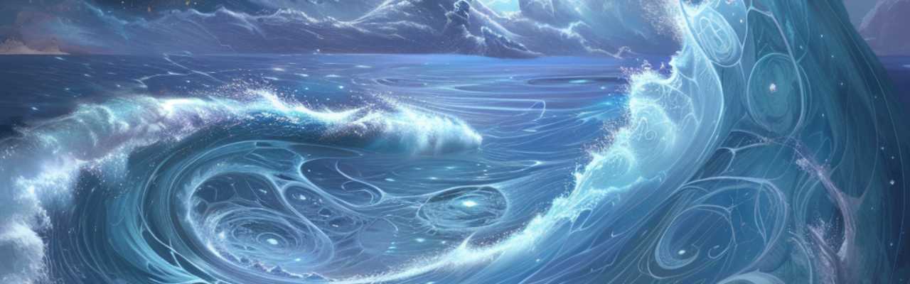 Abstract ocean art symbolizing how to be more feminine and soft in a relationship through calm, flowing energy