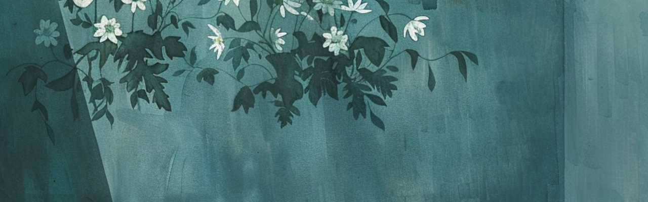 Watercolor floral art on a teal background expressing how to be more feminine and soft through natural elegance