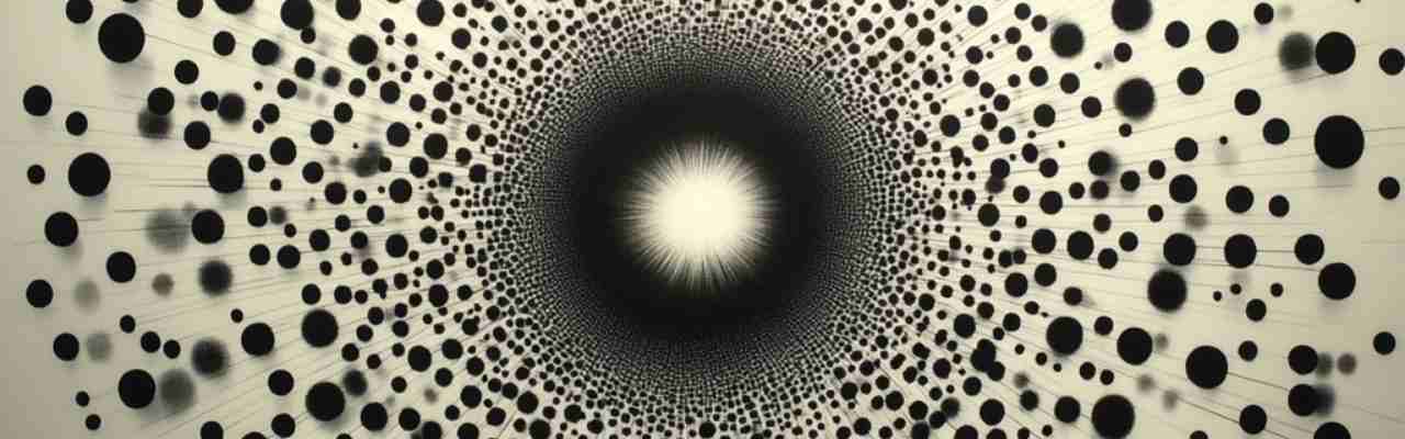 Abstract circular illusion with radiating dots, representing expanded consciousness in tumescent mind psychology