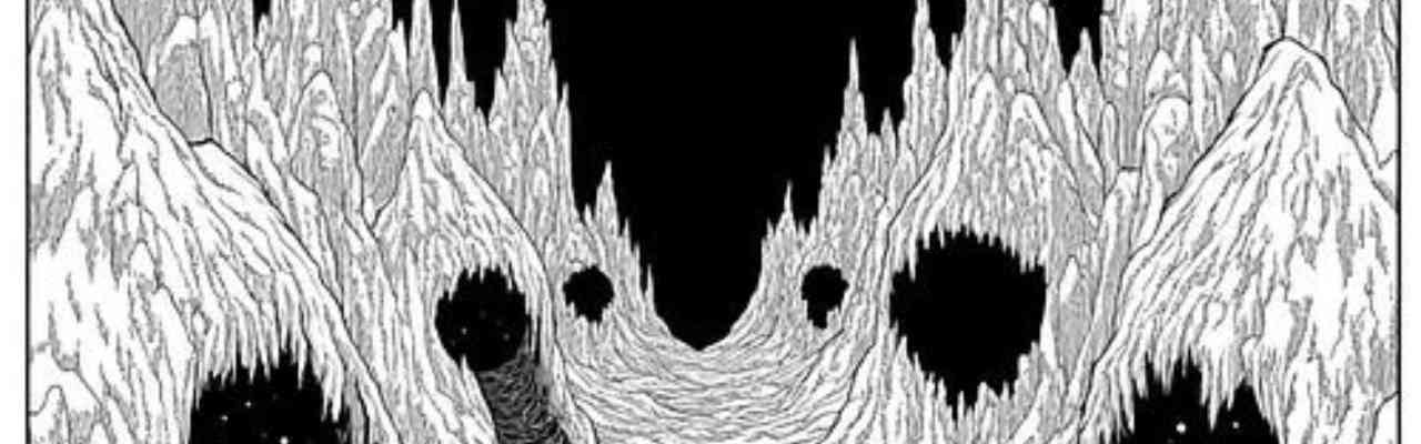 A surreal black and white cavernous landscape, symbolizing emptiness in a Relationship Without Desire.