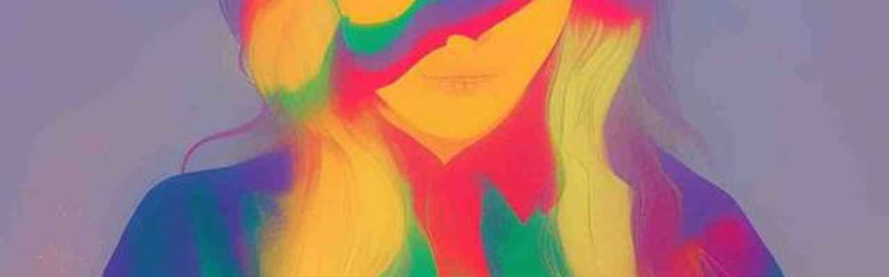 Abstract multicolor artwork depicting emotional flow in stages of orgasmic meditation.