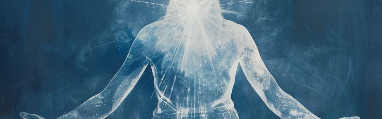 Radiant white light emerging from a centered figure, reflecting self-control and emotional resilience in women