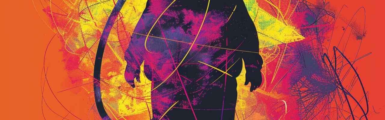 Colorful chaotic silhouette representing the clash of toxic masculinity vs toxic feminism