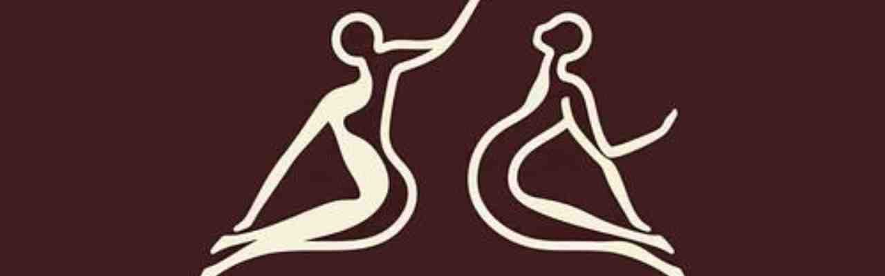 Abstract illustration of two figures in synchronized movement, depicting harmony and performance in relationships with artistic design