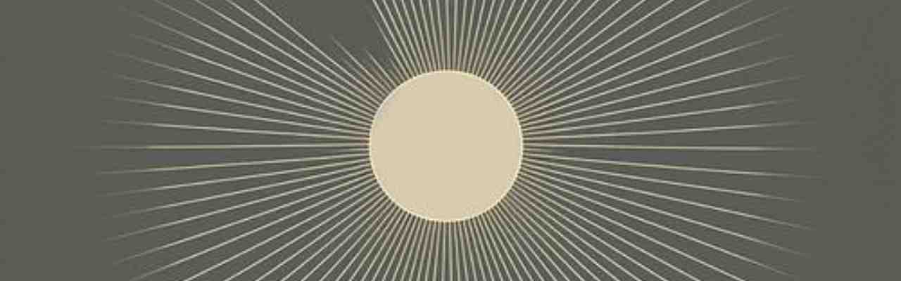 Abstract sun illustration with golden rays extending outward, representing the warmth of love making and cosmic harmony.