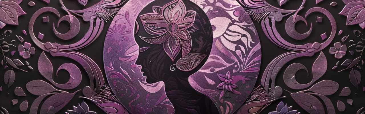 Purple floral silhouette showing feminine grace and themes of how to make a woman fall in love