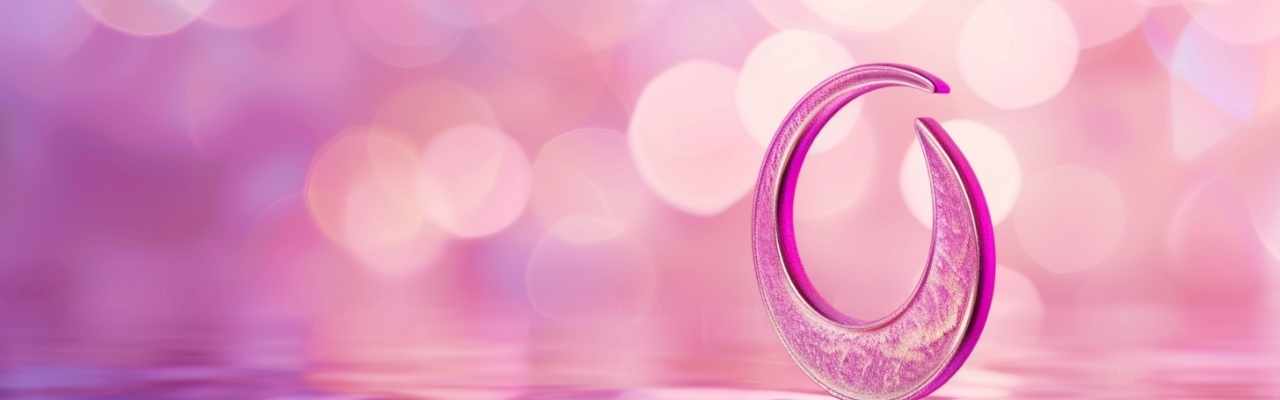 Pink crescent sculpture in dreamy bokeh setting representing steps to win her love