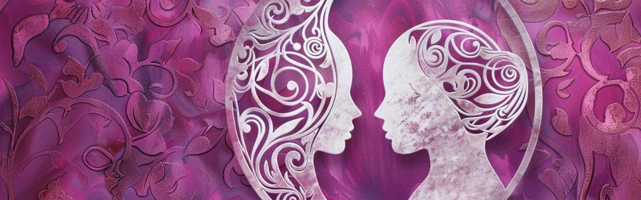 Artistic mirror image of a woman in floral swirls symbolizing how to make her fall in love with me
