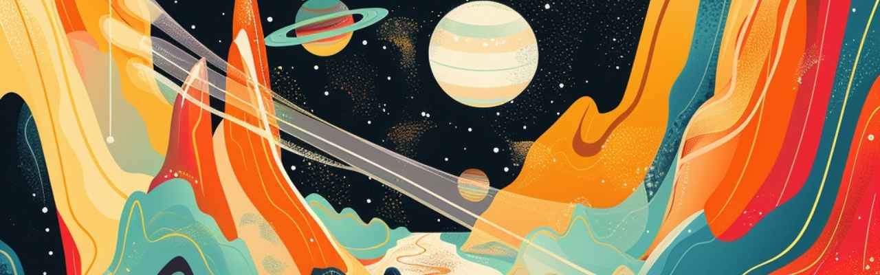Abstract interplanetary landscape with vibrant waves evoking sacred sexuality energy