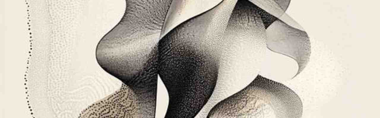 Delicate dot-textured figures merging, representing the artistic beauty of liberating sex and human intimacy.