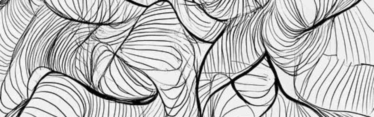 Abstract black line drawing with fluid patterns, symbolizing the contrast of Accommodation Vs. Surrender.