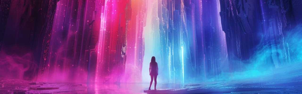 Vibrant colored canyon with lone figure representing the sensory and emotional layers of sex for women