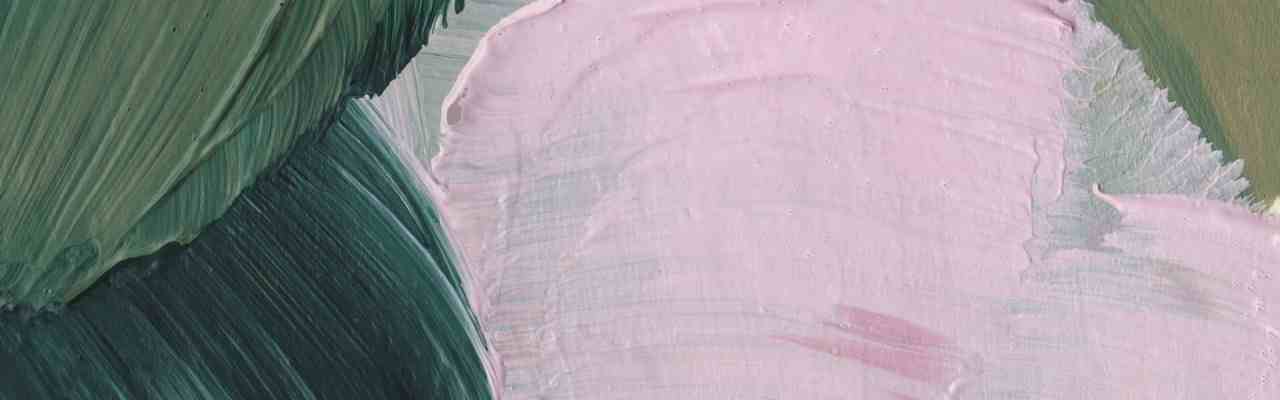 Soft pink and green abstract brushstrokes evoking serenity in shame meditation practices.