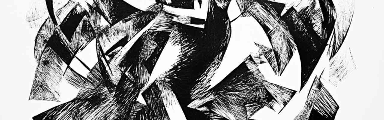 Dynamic black splashes converging into human-like shapes, portraying the intensity of making love and passion.