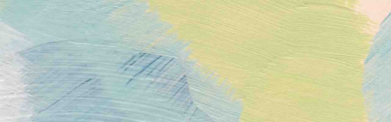 Serene brushstrokes in pastel blue and yellow merge like thoughts drifting away during letting go meditation practice