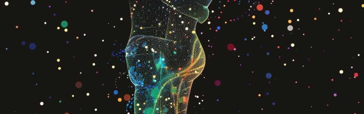 Glowing human figures merging into light to symbolize spiritual connection