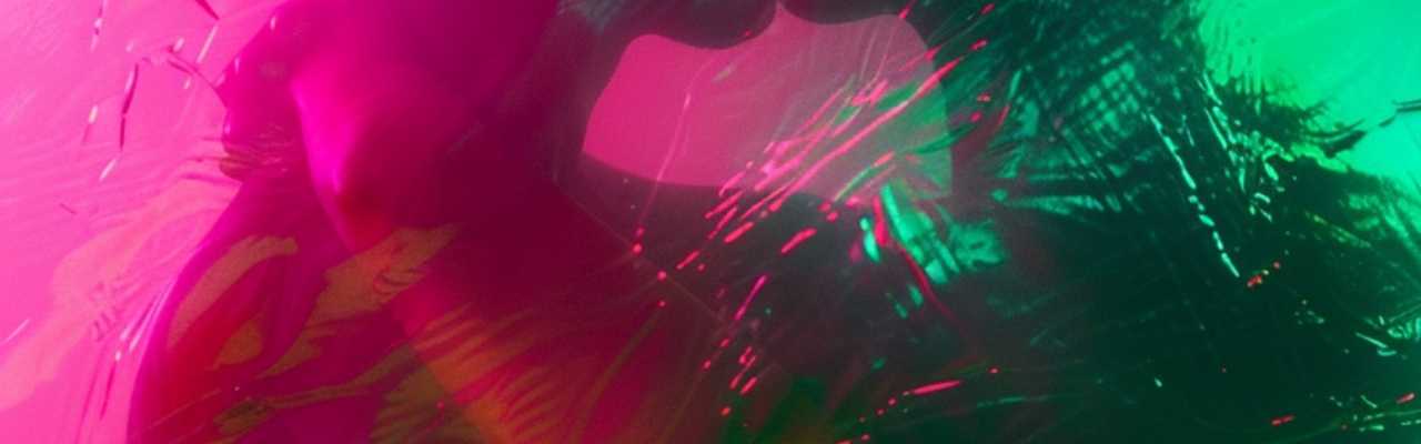 Intimate moment layered with dynamic colors reflecting the growth and transformation of sexual connection