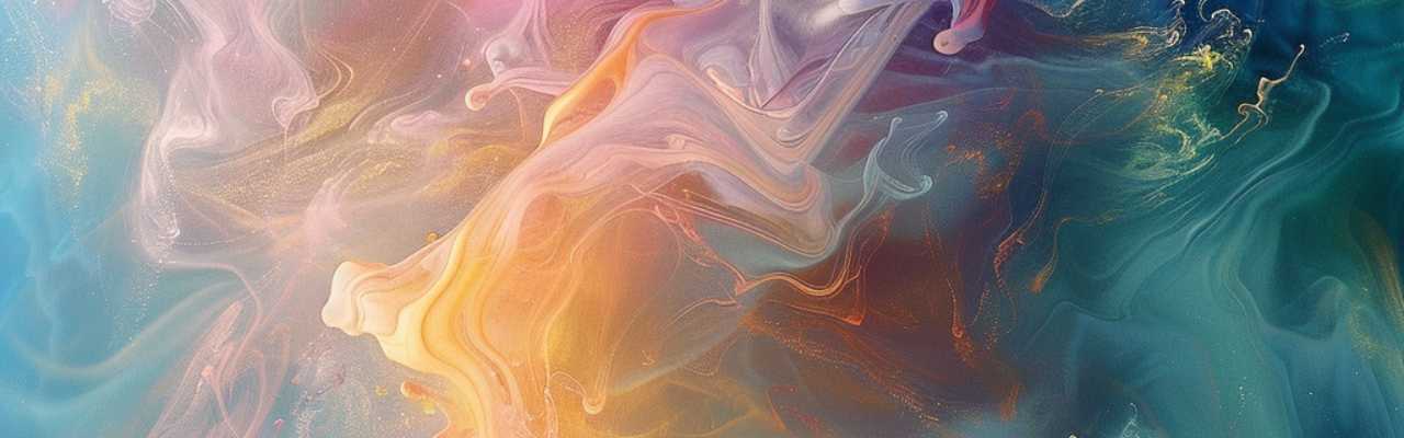 Dreamlike abstract clouds blending warm and cool tones, reflecting the harmony of romantic connection.