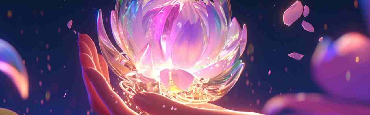 An illuminated lotus, symbolizing focus and awareness, representing the contrast between active and passive attention.