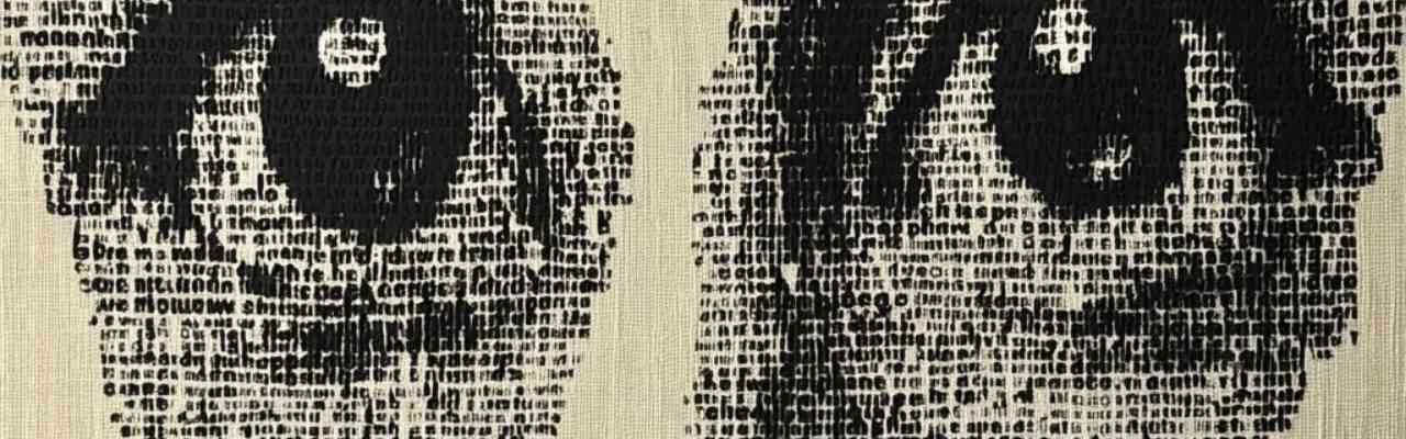 A typography portrait of expressive eyes, symbolizing responsibility through the power of words.