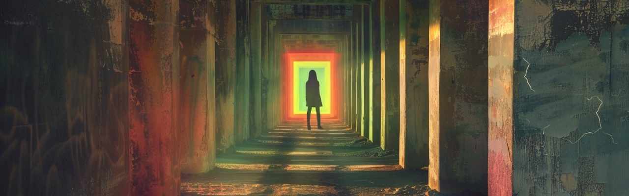 Neon-lit passage portraying introspection about monogamy vs polyamory relationships