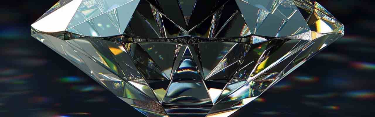 A highly detailed crystal diamond reflecting vibrant light, symbolizing desire, ambition, and material wealth.