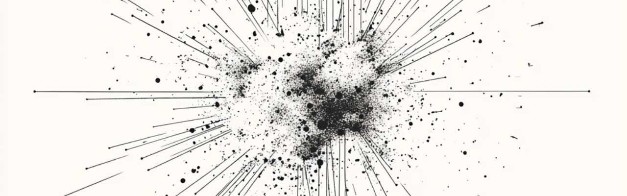 Linear tension and scattered dots conveying a sense of unresolved intimacy and emotional strain