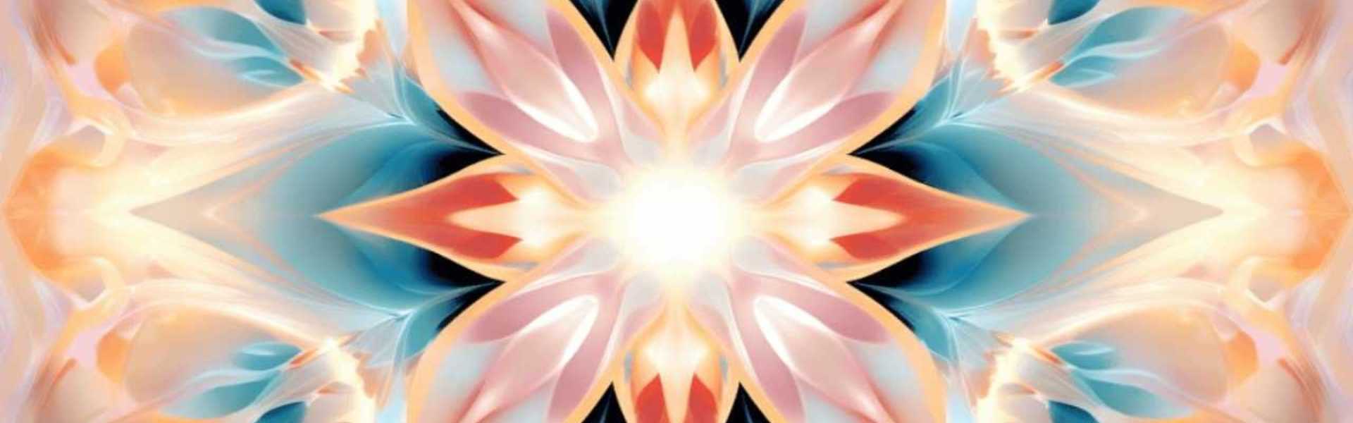 Radiant, symmetrical light burst with petal-like forms, symbolizing harmony, clarity, and balanced relationship boundaries.