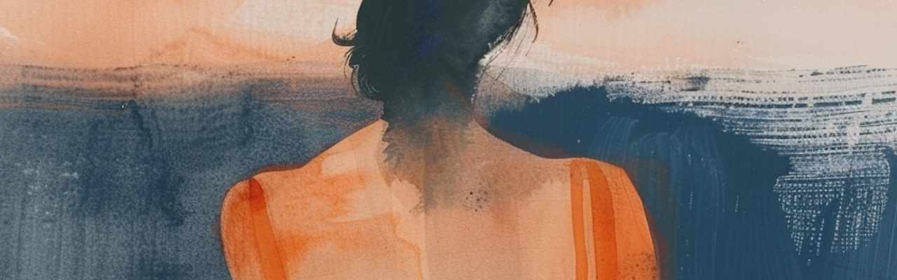 Watercolor of a woman facing away, symbolizing solitude and sexual frustration