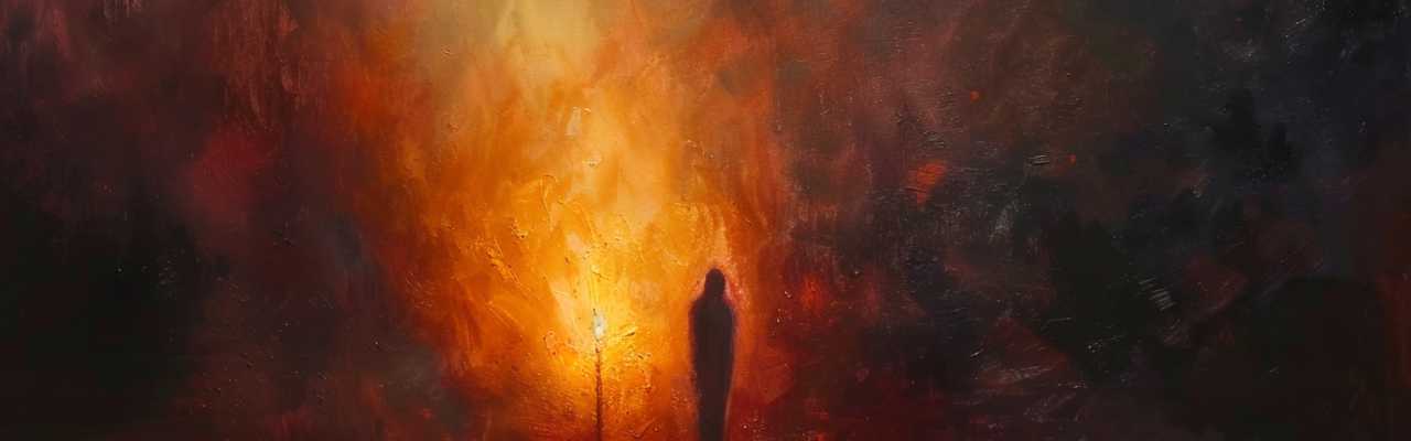 Fiery glow bursting through dark clouds symbolizing the courageous act of opening up emotionally
