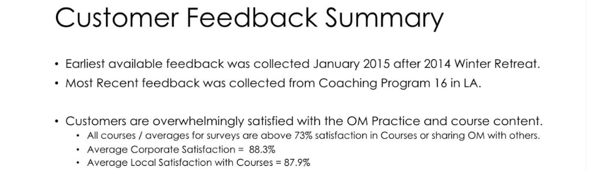 onetaste customer satisfaction report